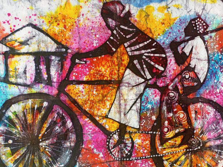 Original Figurative Bicycle Painting by Jafeth Moiane