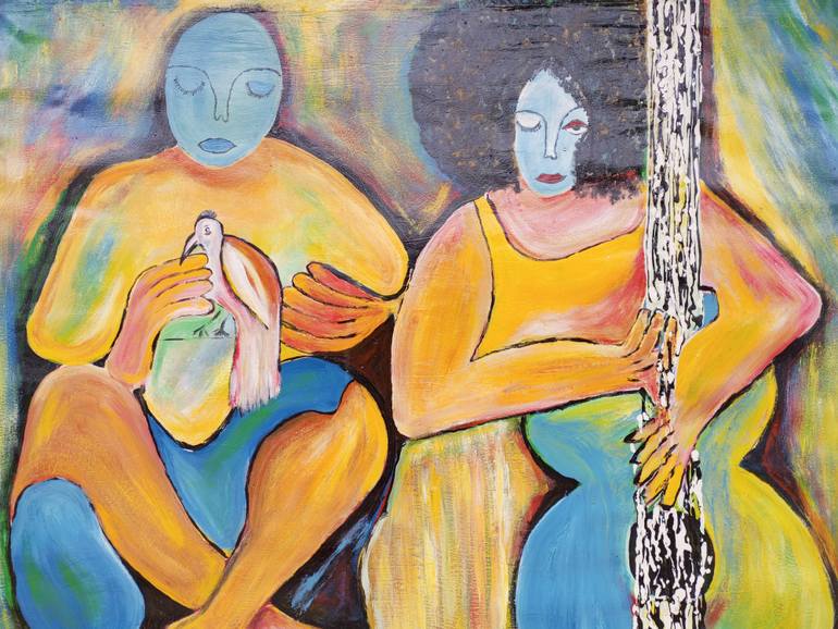 Original Art Deco Music Painting by Jafeth Moiane