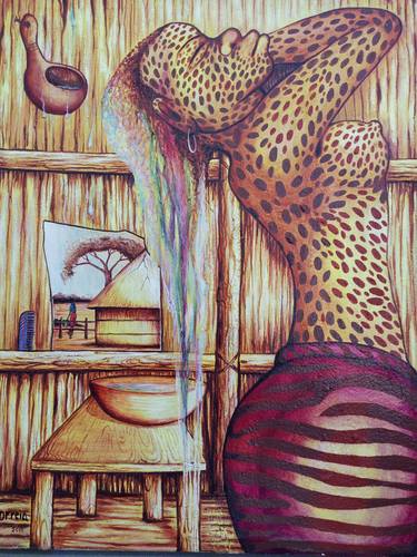 Cheetah tiger woman, African woman art, Black woman art, African thumb