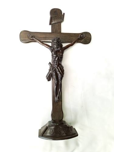 Jesus cross, Cross of Jesus, Wood cross with Jesus, 62 cm tall thumb