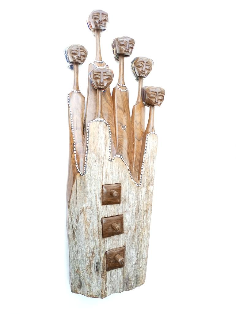 African women art, Abstract wood sculpture, Abstract woman - Print