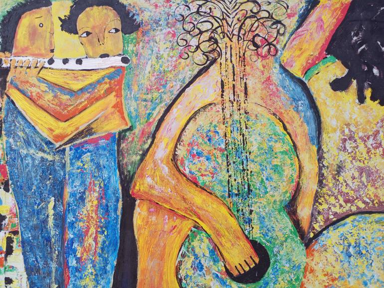 Original Art Deco Music Painting by Jafeth Moiane