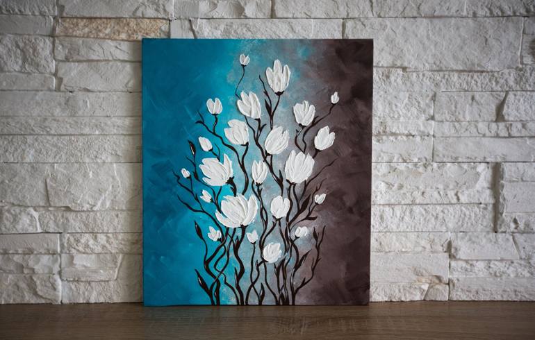 Original Abstract Floral Painting by Yuliya Tru