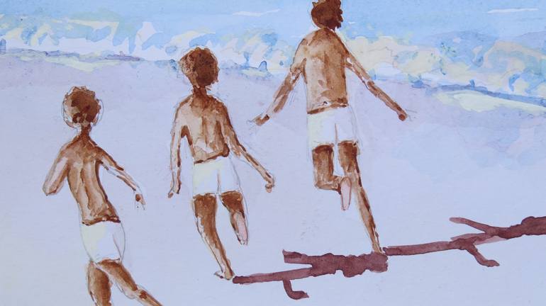 Original Expressionism Beach Painting by Darshana Anandaprema