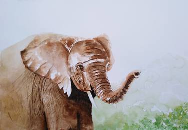 Elephant In The Wild - Original Watercolor Painting thumb
