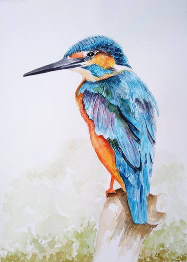Kingfisher Bird - Original Watercolor Painting thumb