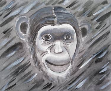 Chimpanzee Face 1 - Original Acrylic thumb