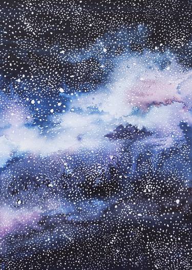 Space landscape. Milky way watercolor. starry sky thumb