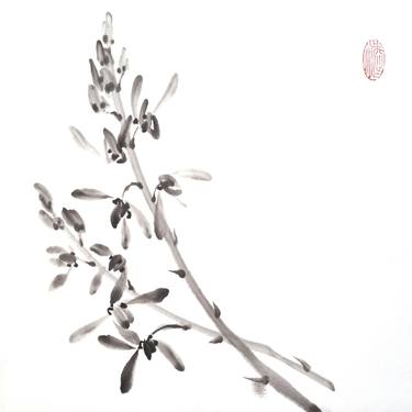 Black & white orchid - Chinese Ink Painting thumb