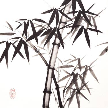 Bamboo and young growth - Oriental Chinese Ink Painting thumb