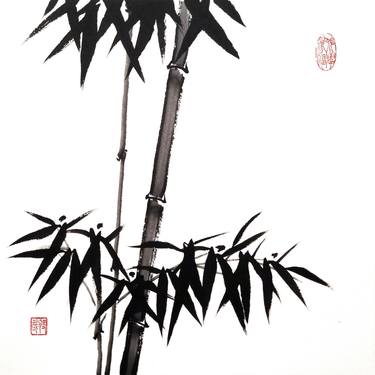 Two bamboo branches - Bamboo series No. 2122 - Oriental Chinese Ink thumb
