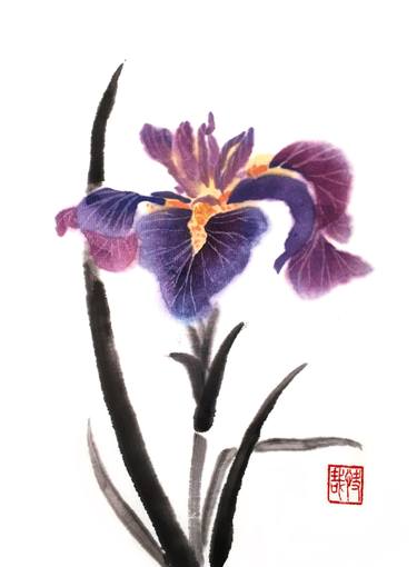 Violet iris - Oriental Chinese Ink thumb