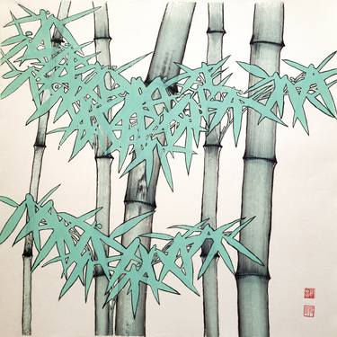 Magic green bamboo forest- Bamboo series No. 2129 - Oriental Chinese Ink thumb
