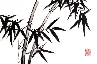 Two bamboo branches -  Bamboo series No. 2132 - Oriental Chinese Ink thumb
