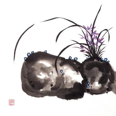 Delicate violet orchid - Oriental Chinese Ink thumb