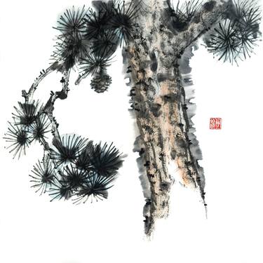 Pine with cone - Oriental Chinese Ink thumb