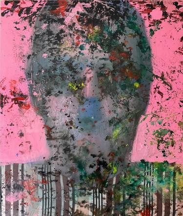 The Abstract Face in pink and green thumb