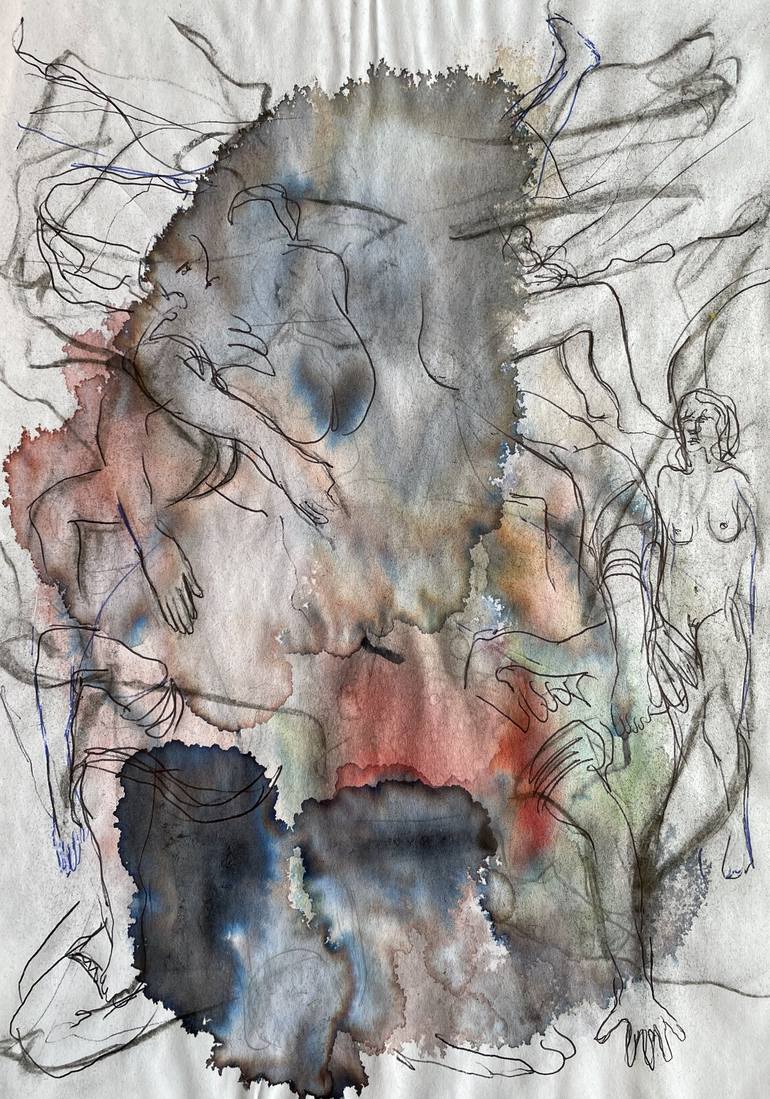Original Figurative Abstract Drawings by Gela Mikava