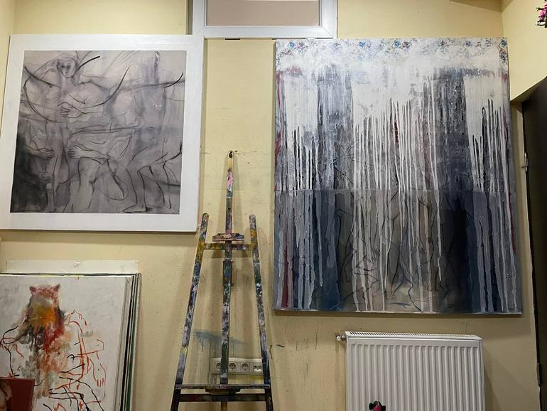 Original Algorithmic Abstract Painting by Gela Mikava