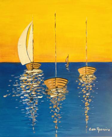 Original Contemporary Boat Paintings by A R Pereira