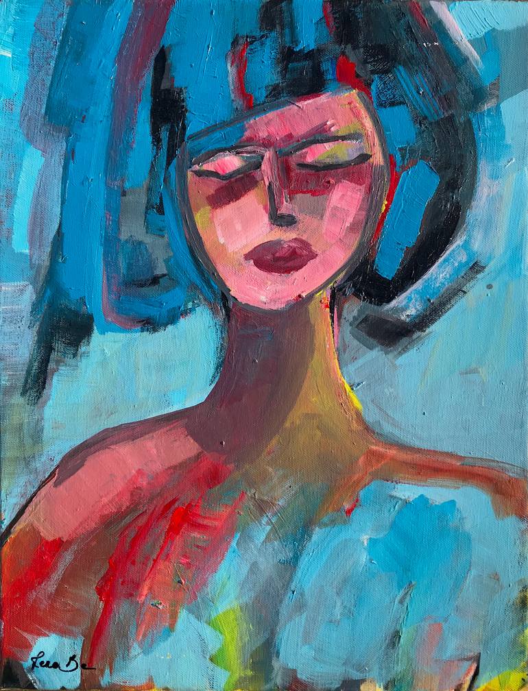 Original Portraiture People Painting by Lena Be