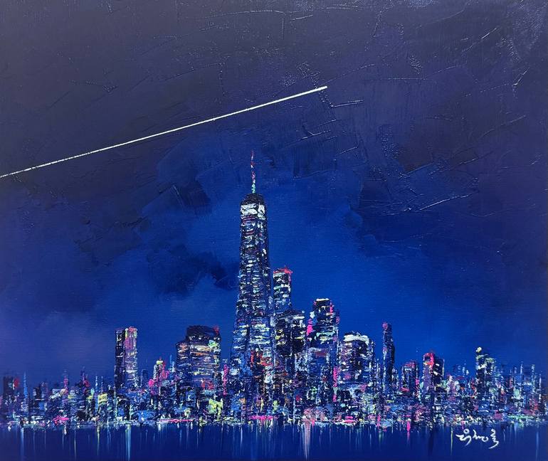 Original Cities Painting by Jeongrock Heo | Contemporary Art on Canvas | The Deep Night