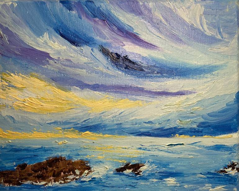 Beautiful Impressionist Beach Painting - Canvas Print