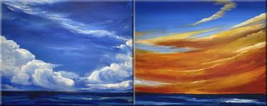 sky over the sea, set of 2 small paintings on canvas thumb