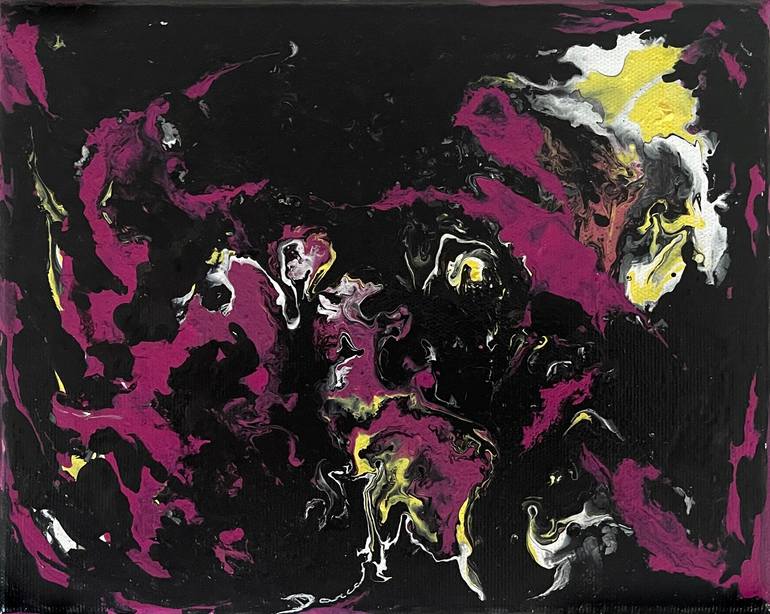 Original Abstract Painting by Daria Ceppelli | Abstract Art on Canvas | Abstract Black, Pink and Yellow Painting