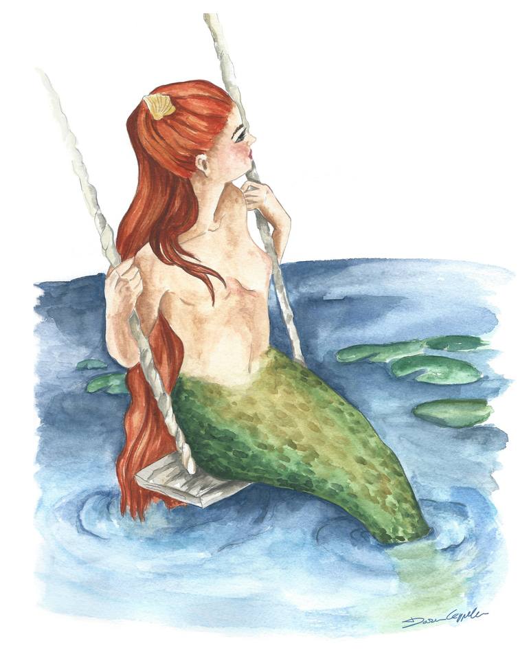 mermaid watercolor paintings