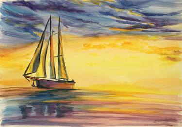 Original Fine Art Sailboat Paintings by Daria Ceppelli