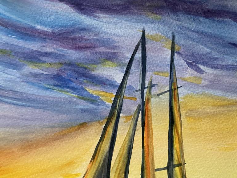 Original Fine Art Sailboat Painting by Daria Ceppelli