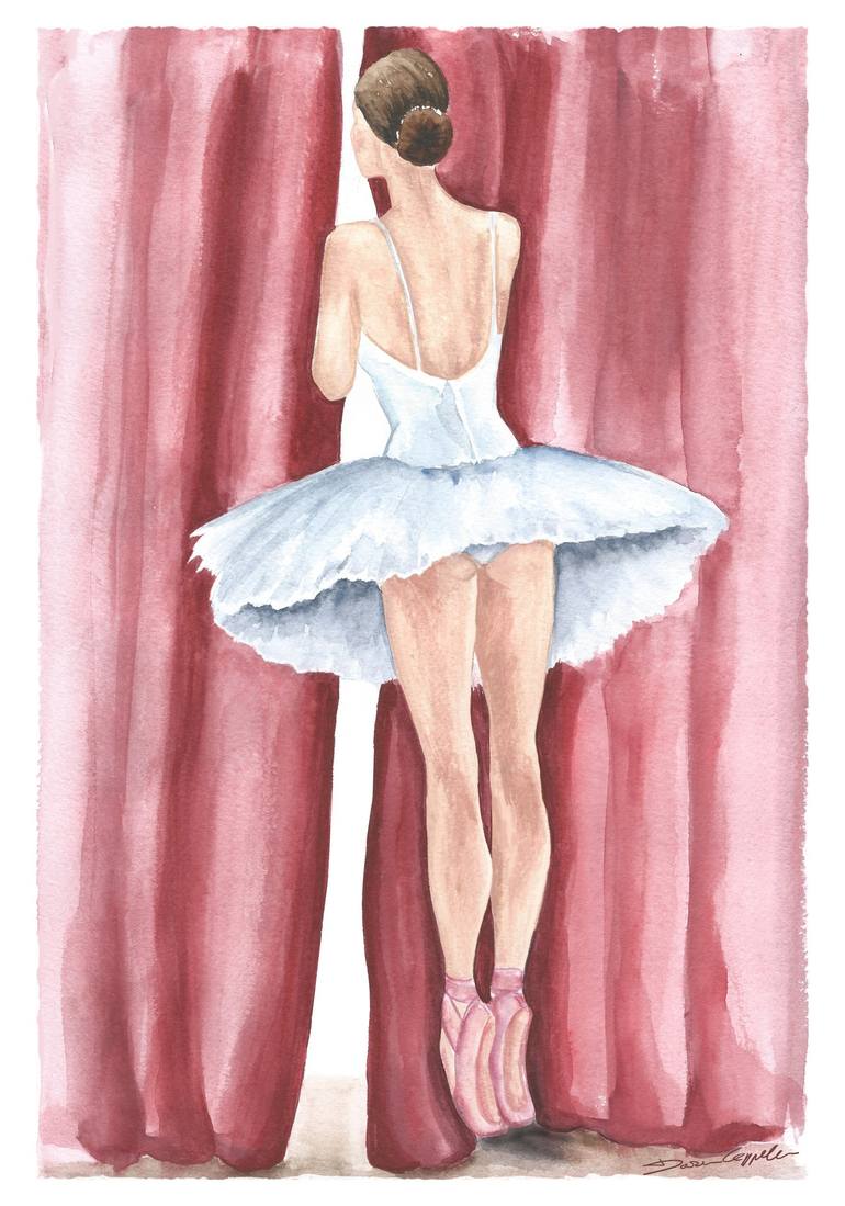Pink ballet shoes watercolor illustration. Ballet dance pointes