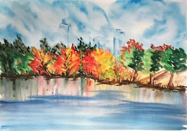 Central Park, New York watercolor painting thumb