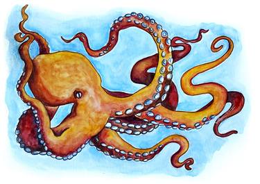 Orange Octopus Painting thumb