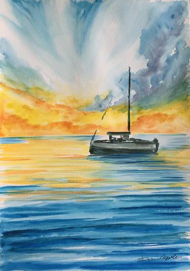 Boat at Sunset thumb