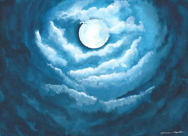full moon in the cloudy sky thumb