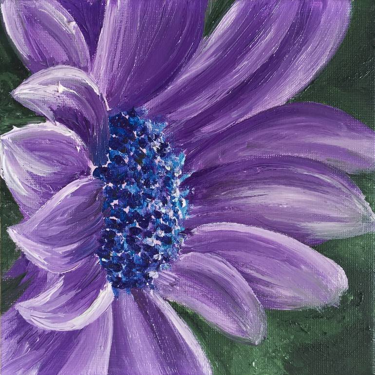 purple daisy on canvas Painting by Daria Ceppelli | Saatchi Art