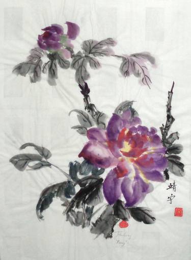 Original Fine Art Floral Paintings by john wang