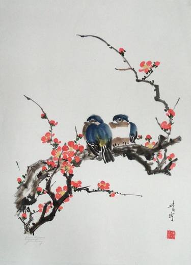 Original Fine Art Floral Paintings by john wang