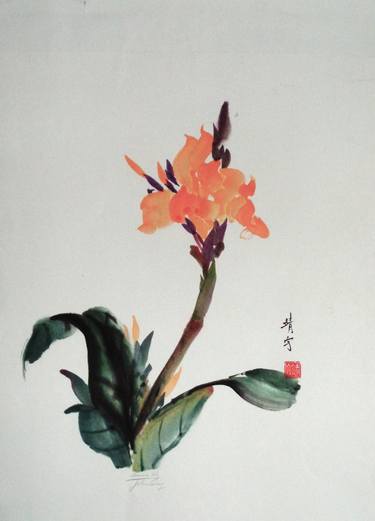 Original Fine Art Floral Paintings by john wang