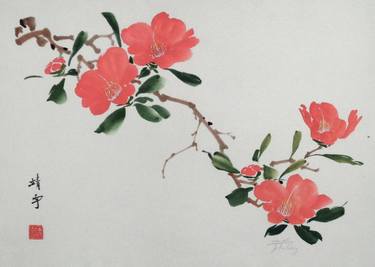 Original Fine Art Floral Paintings by john wang