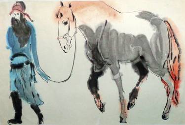 Original Fine Art Horse Paintings by john wang