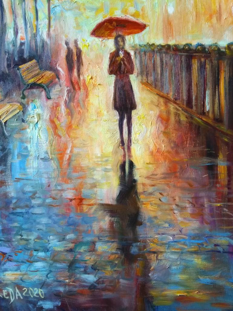 Original Impressionism Landscape Painting by Elena Sereda