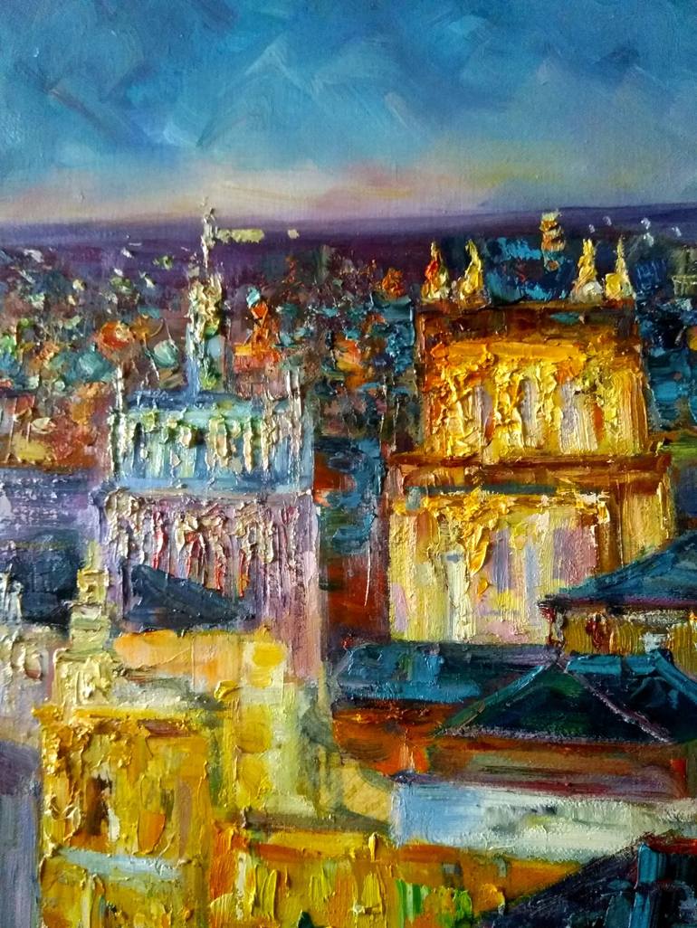 Original Impressionism Cities Painting by Elena Sereda