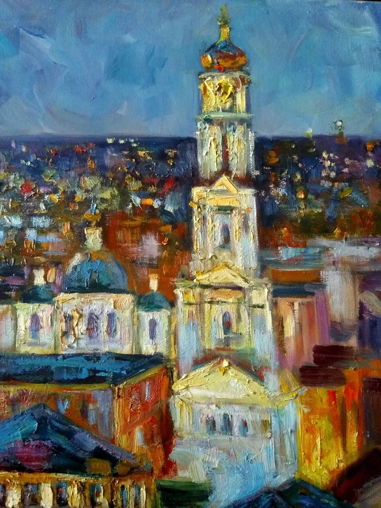 Original Impressionism Cities Painting by Elena Sereda