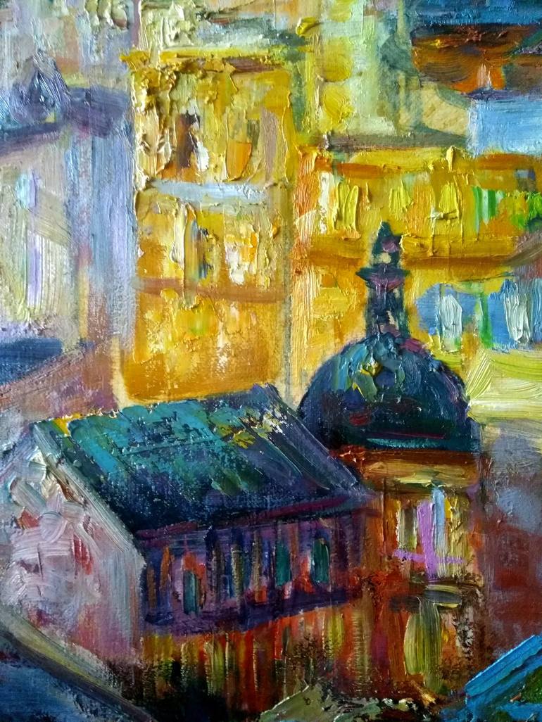 Original Impressionism Cities Painting by Elena Sereda