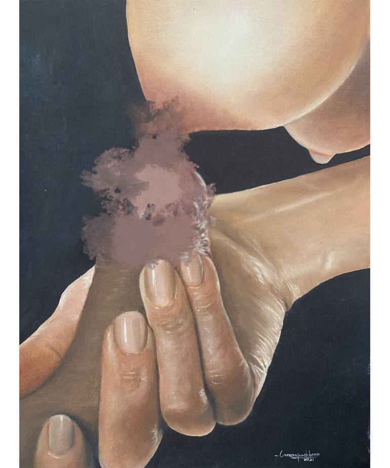 Original Photorealism Erotic Painting by Anna Rajasekharan