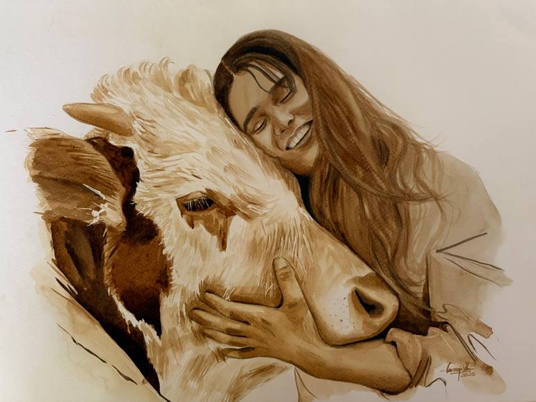 Original Abstract Expressionism Animal Painting by Anna Rajasekharan