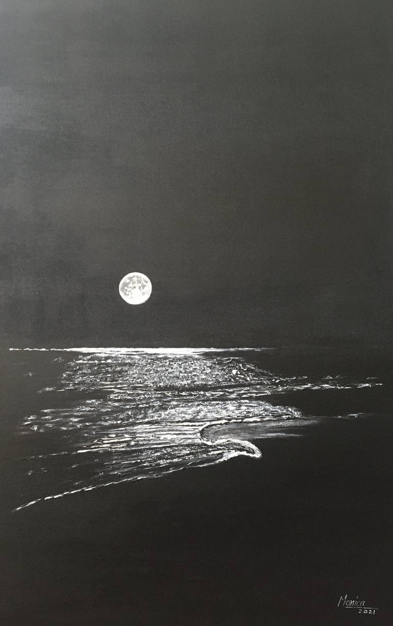 Shimmering Moon Painting by Monica Kharkar | Saatchi Art